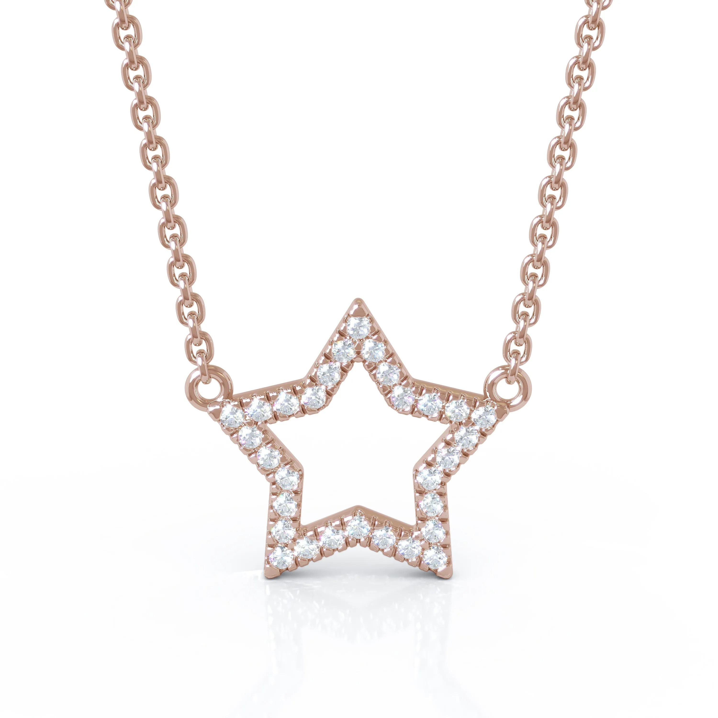 0.20Ct Diamond Star Necklace Special in 14K Gold