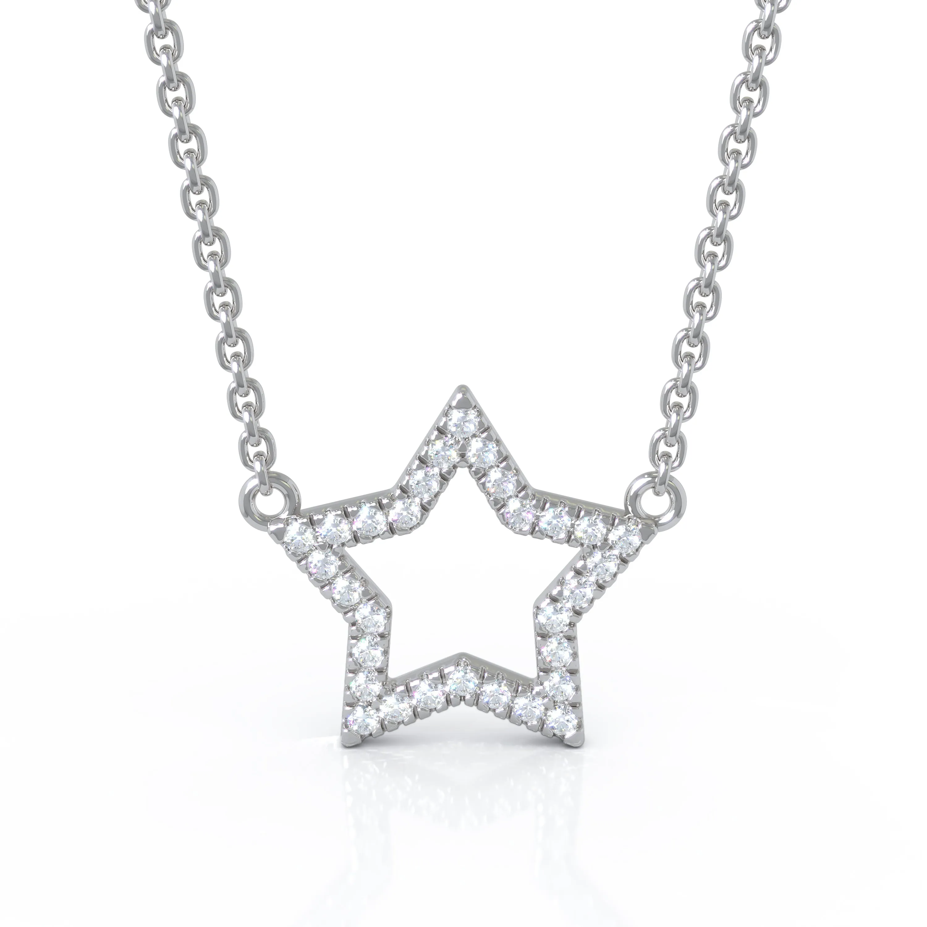 0.20Ct Diamond Star Necklace Special in 14K Gold