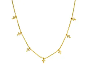 030-G-137 DAZZLING DANGLES-CZ MINI CROSS NECKLACE