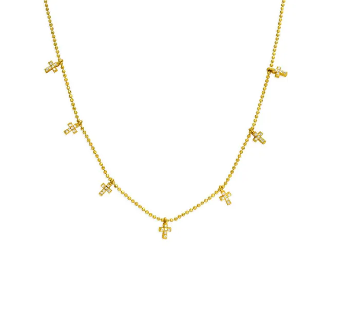 030-G-137 DAZZLING DANGLES-CZ MINI CROSS NECKLACE