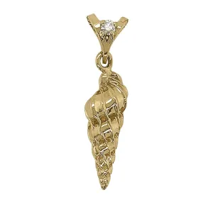 04 April "Birthshell" 14k Yellow Gold Pendant: The Wentletrap Shell with Diamond