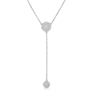 0.50Ct Diamond Circle Drop Necklace in 14K White Gold