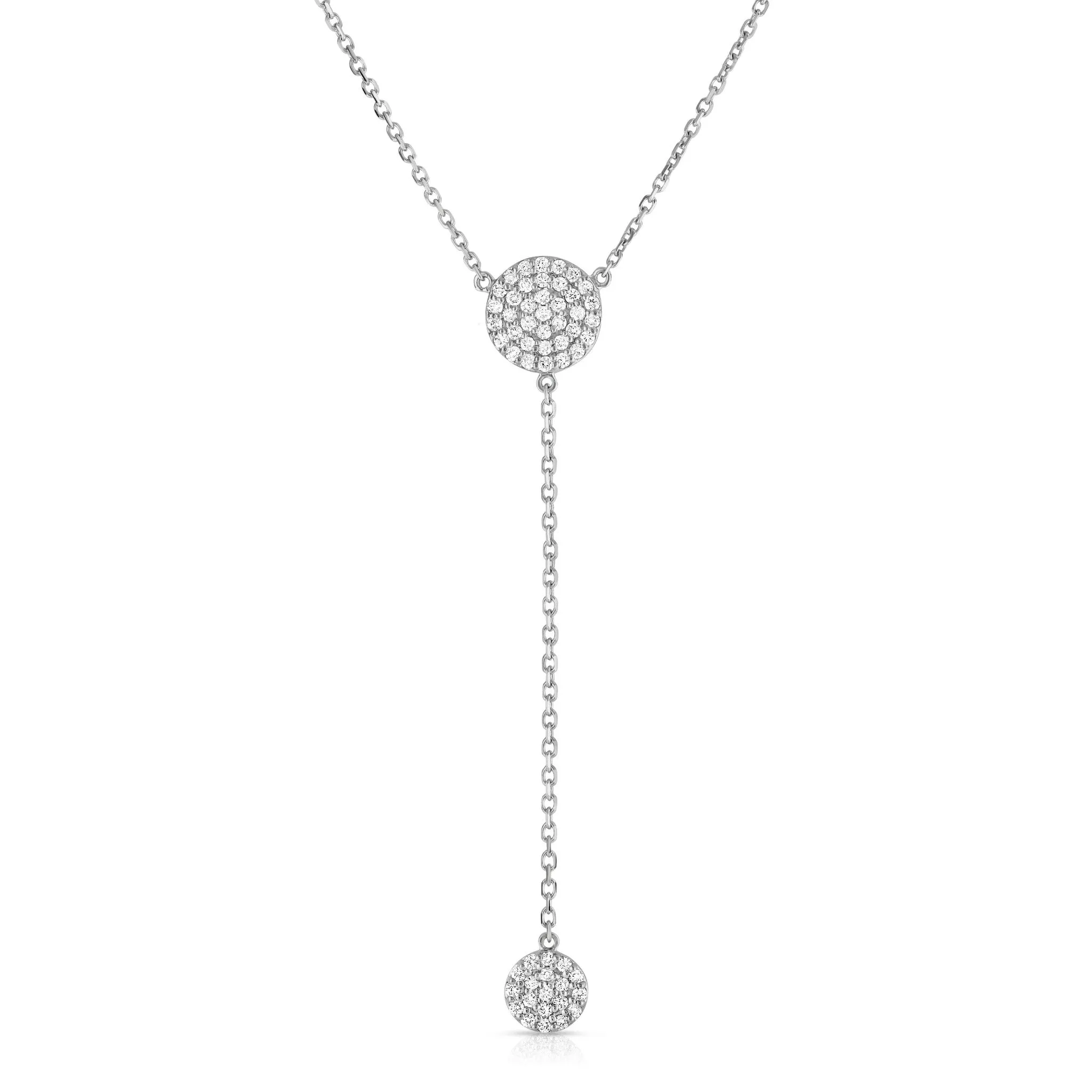 0.50Ct Diamond Circle Drop Necklace in 14K White Gold