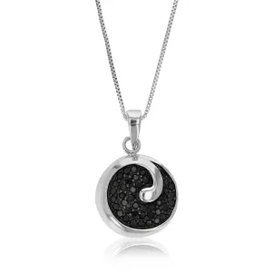 0.55 cttw Black Diamond Circle Pendant in .925 Sterling Silver