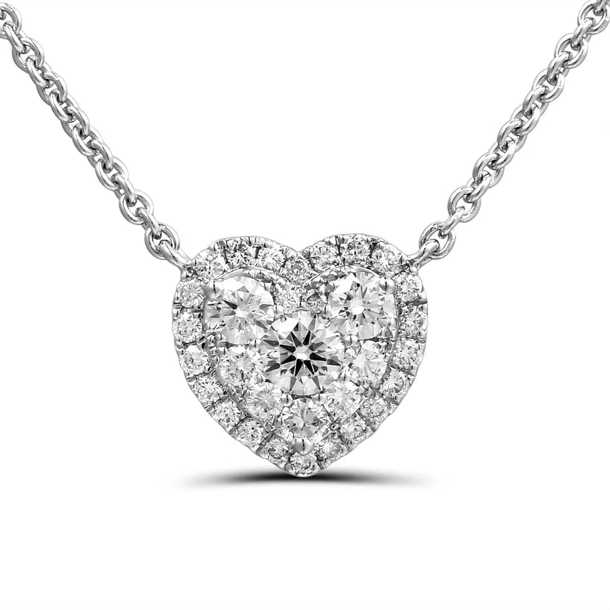 0.72ct t.w. Diamond Heart Halo Solitaire Necklace