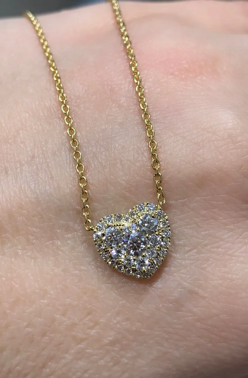 0.72ct t.w. Diamond Heart Halo Solitaire Necklace