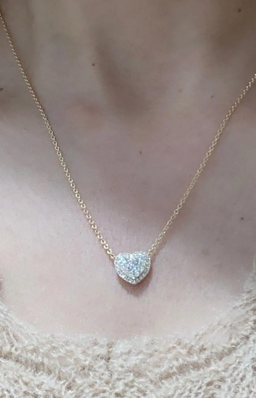 0.72ct t.w. Diamond Heart Halo Solitaire Necklace