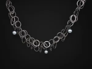 10-11 mm. Freshwater Pearl Necklace in Oxidized Sterling Silver