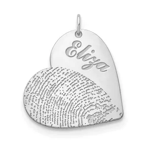 10K Yellow Gold Name and Fingerprint Heart Charm