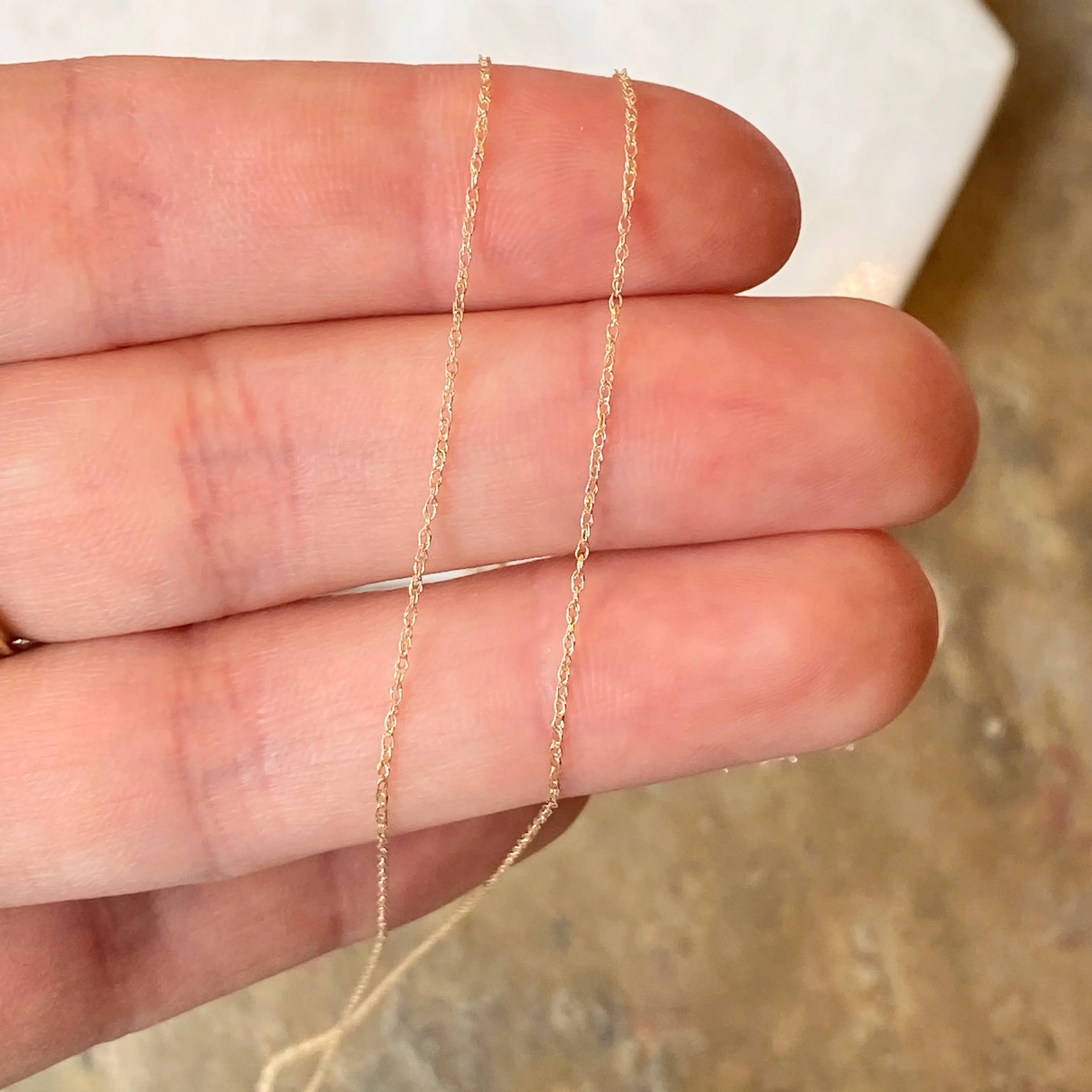 10KT Yellow Gold Thin Rope Chain Necklace .50mm