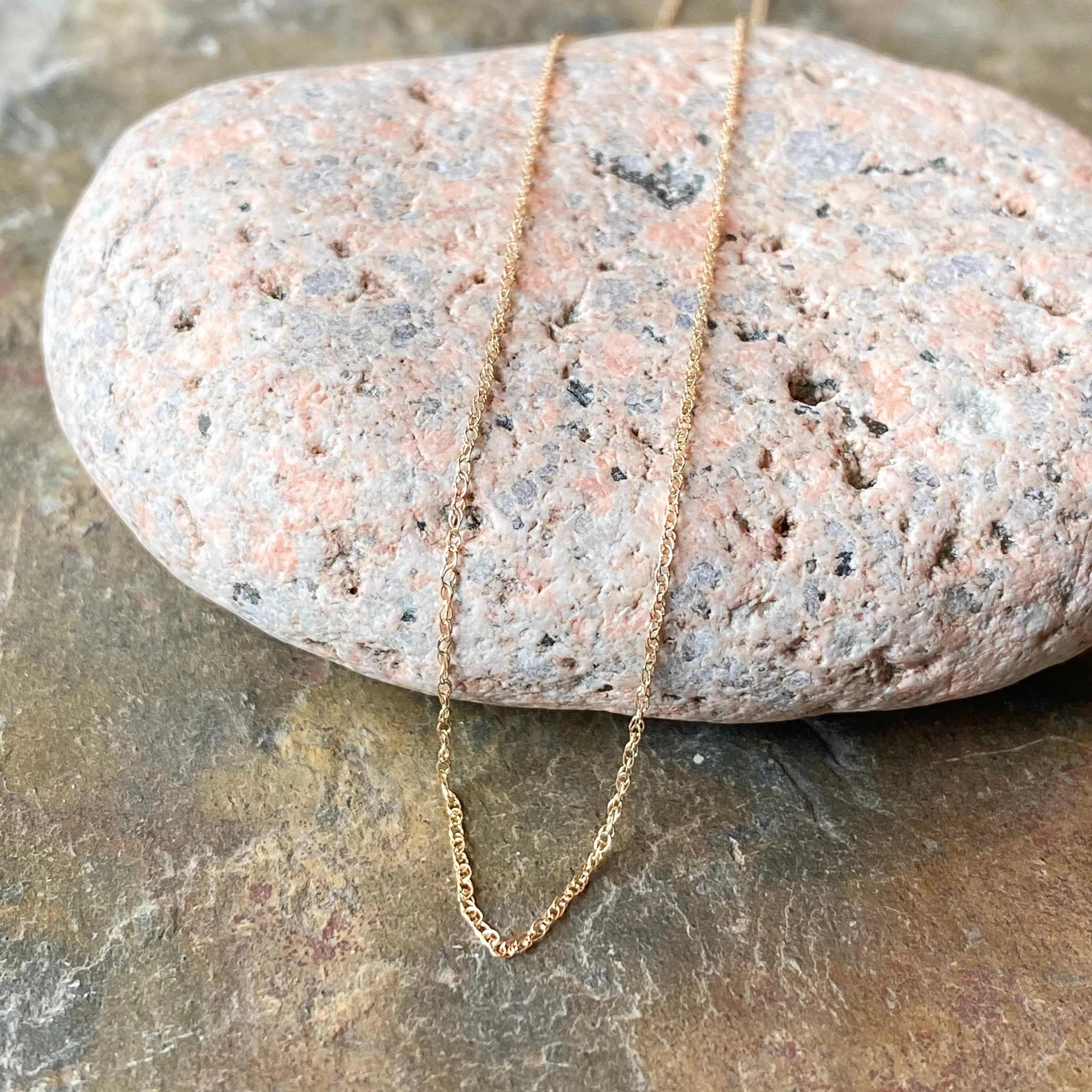 10KT Yellow Gold Thin Rope Chain Necklace .50mm