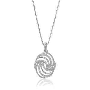 1/10 cttw Lab Grown Diamond Swirl Circle Pendant in Sterling Silver