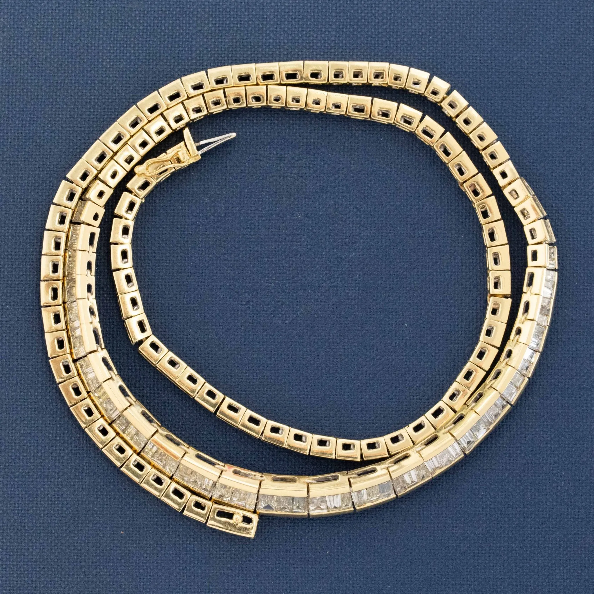 11.00ctw Vintage Baguette Diamond Riviere Necklace