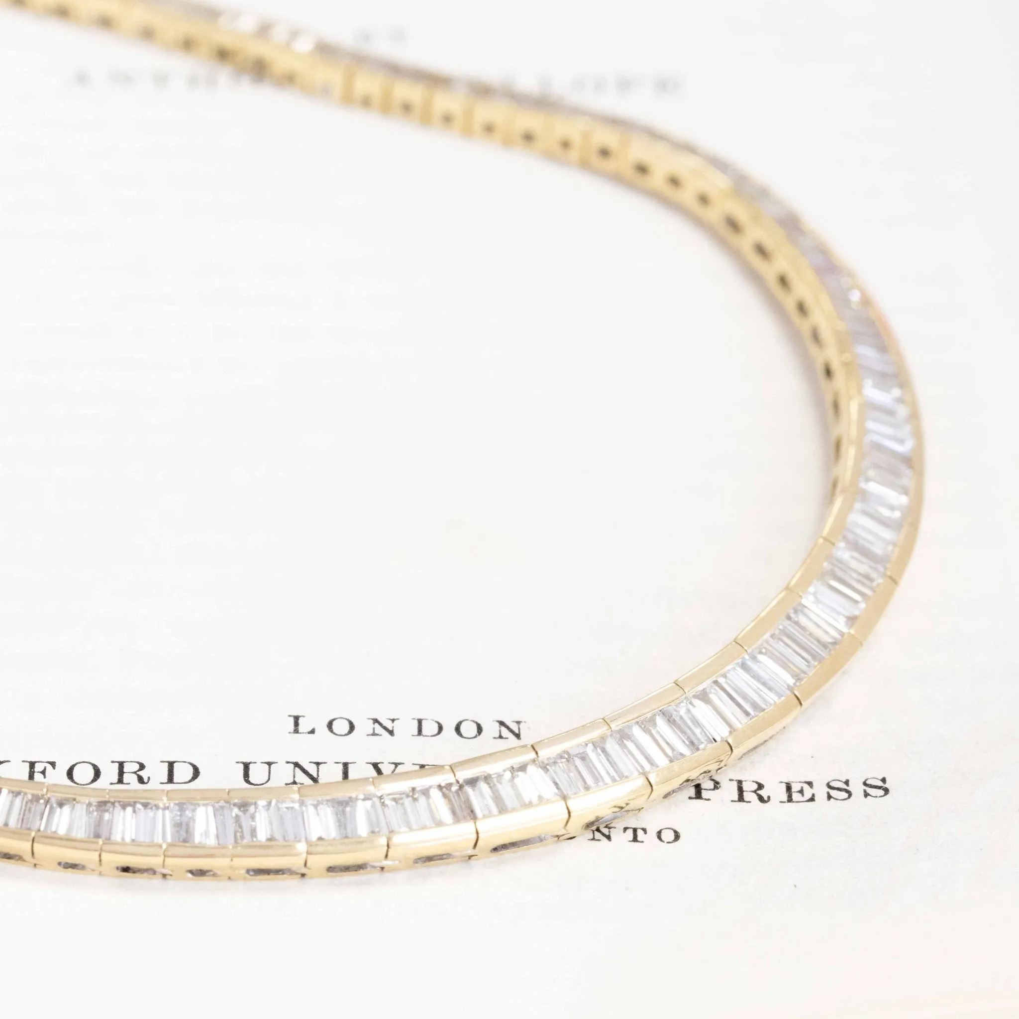 11.00ctw Vintage Baguette Diamond Riviere Necklace
