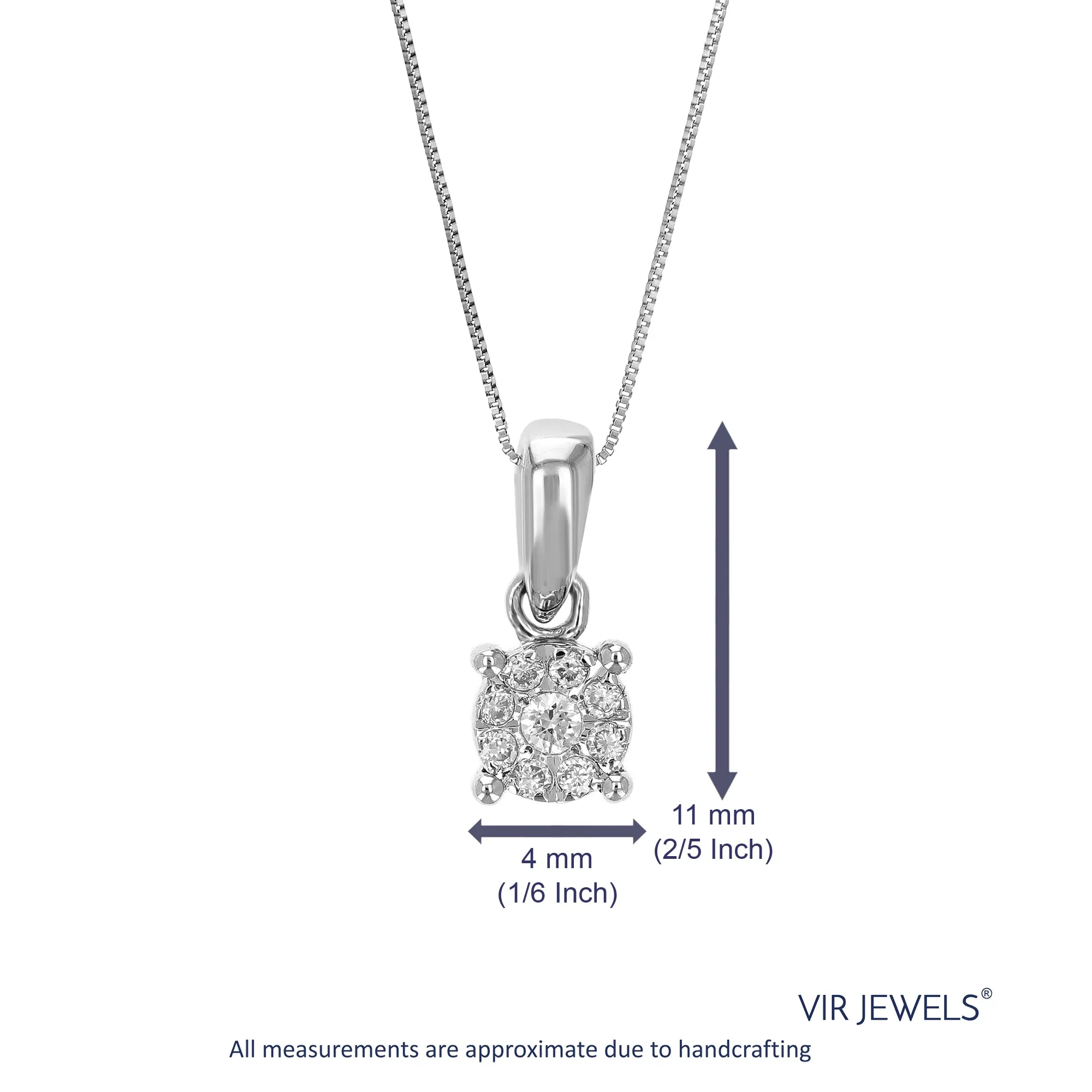 1/12 cttw Lab Grown Diamond Cluster Pendant in Sterling Silver