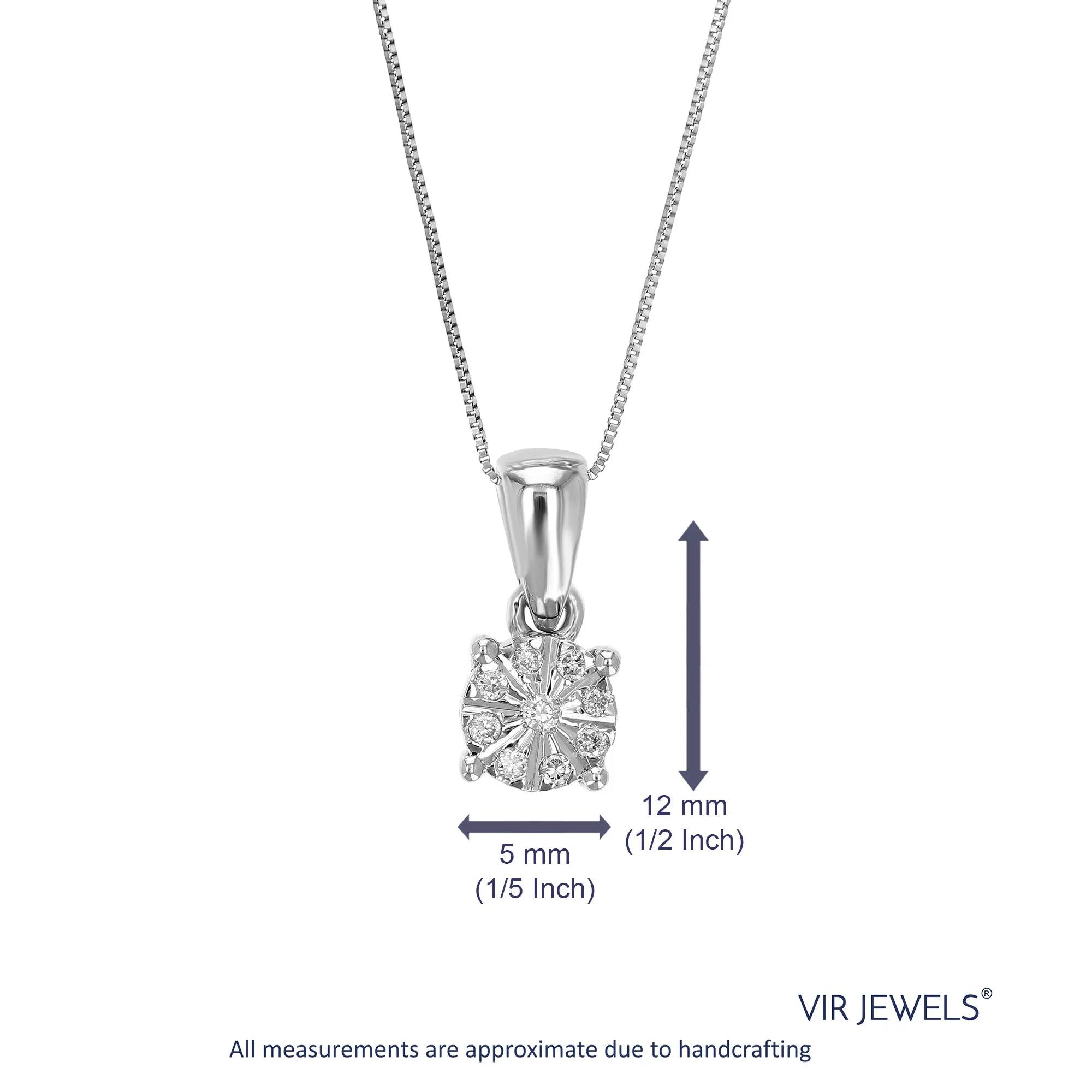 1/14 cttw Lab Grown Diamond Cluster Pendant in Sterling Silver