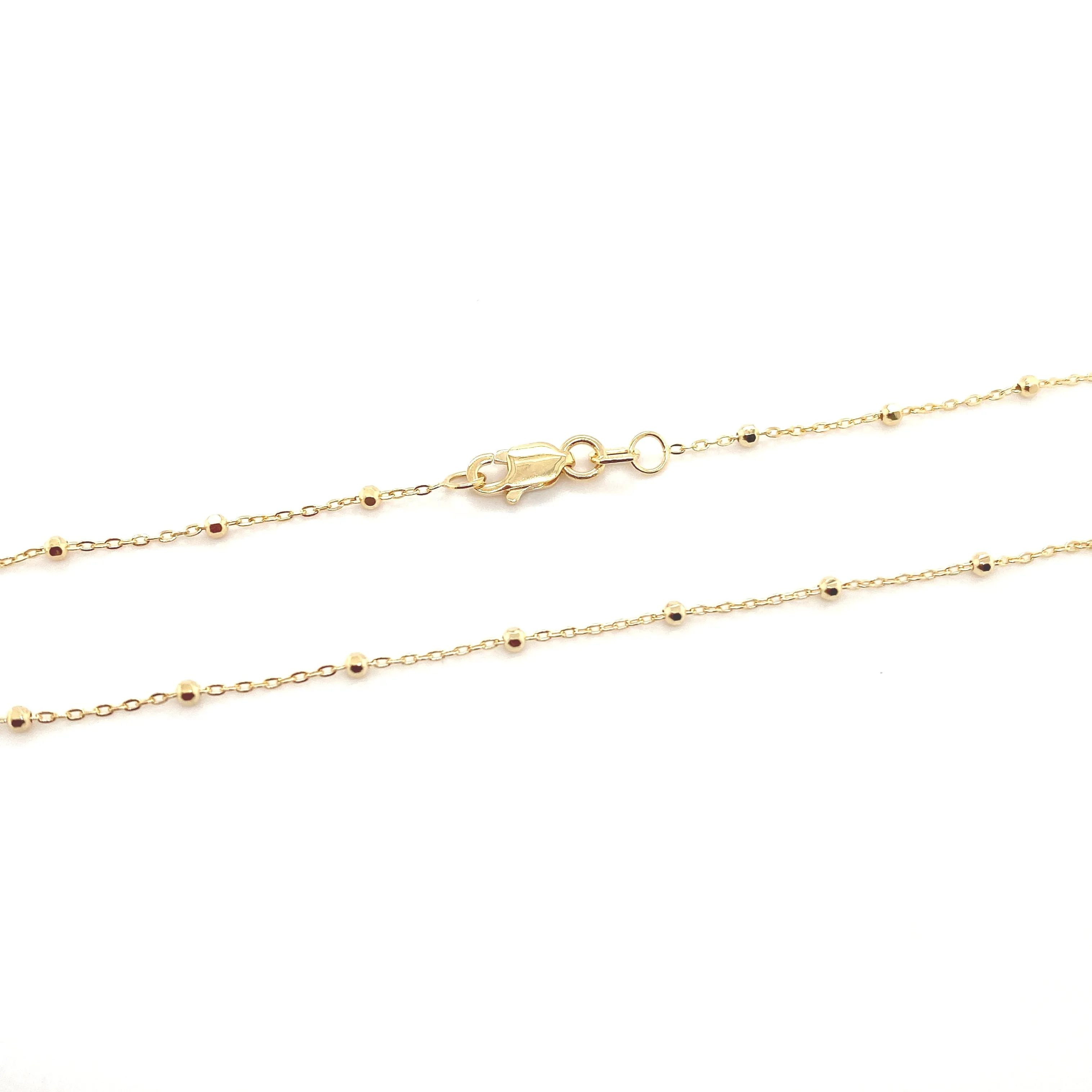 14K Gold Faceted Ball & Chain Necklace