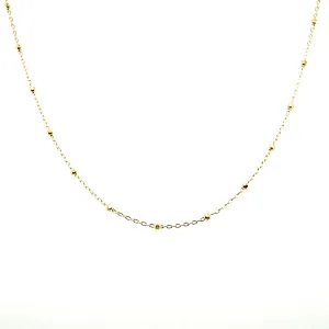 14K Gold Faceted Ball & Chain Necklace
