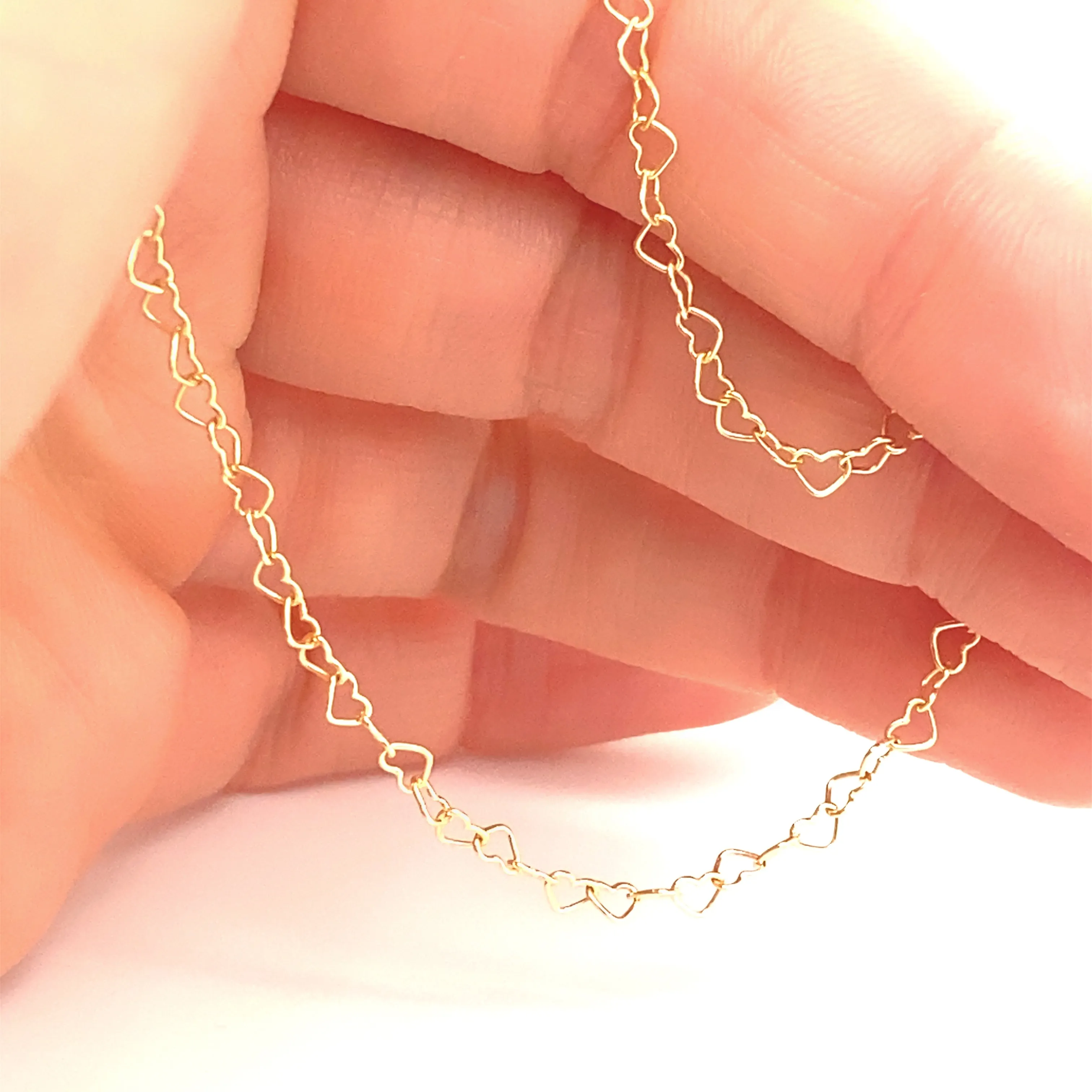 14K Gold Heart Link Chain Necklace