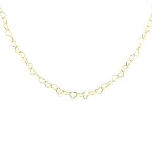 14K Gold Heart Link Chain Necklace