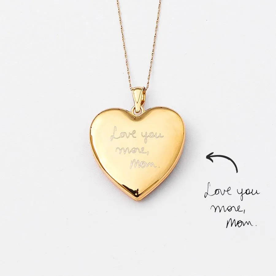 14k Gold Plated Signature Heart Locket Necklace - 24mm