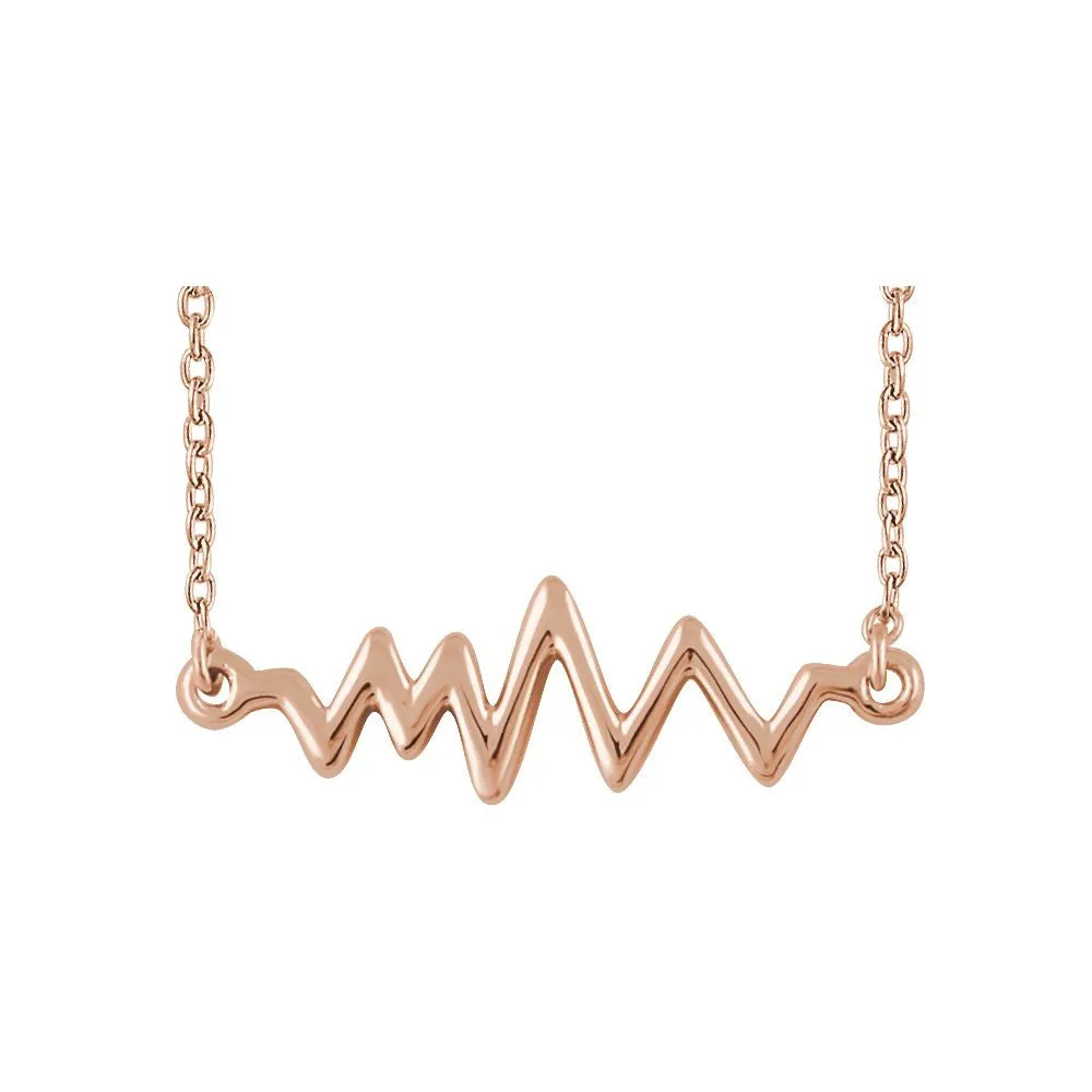 14k Rose Gold Heartbeat 16-18" Necklace