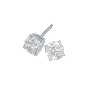 14k White Gold 4-Prong Martini Set Stud Earrings 2 Diamonds 1.00ctw IJ/I1