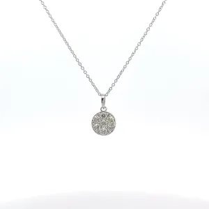 14K White Gold .52ct F VS2 Round Flower Diamond Cluster Pendant Necklace