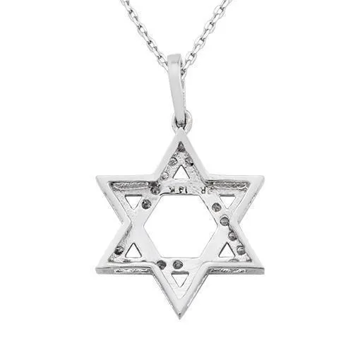 14k White Gold Diamond Star of David Pendant 0.75 Ctw
