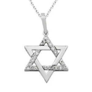 14k White Gold Diamond Star of David Pendant 0.75 Ctw