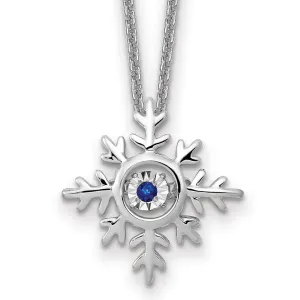14k White Gold Vibrant Moving Sapphire Snowflake Necklace