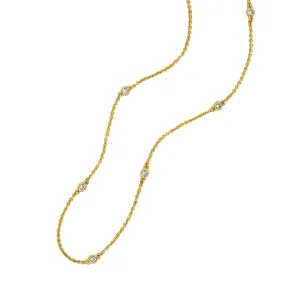14k Yellow and White Gold Diamonds by the Yard 8-Station Necklace 20" Adjustable D=0.21tw