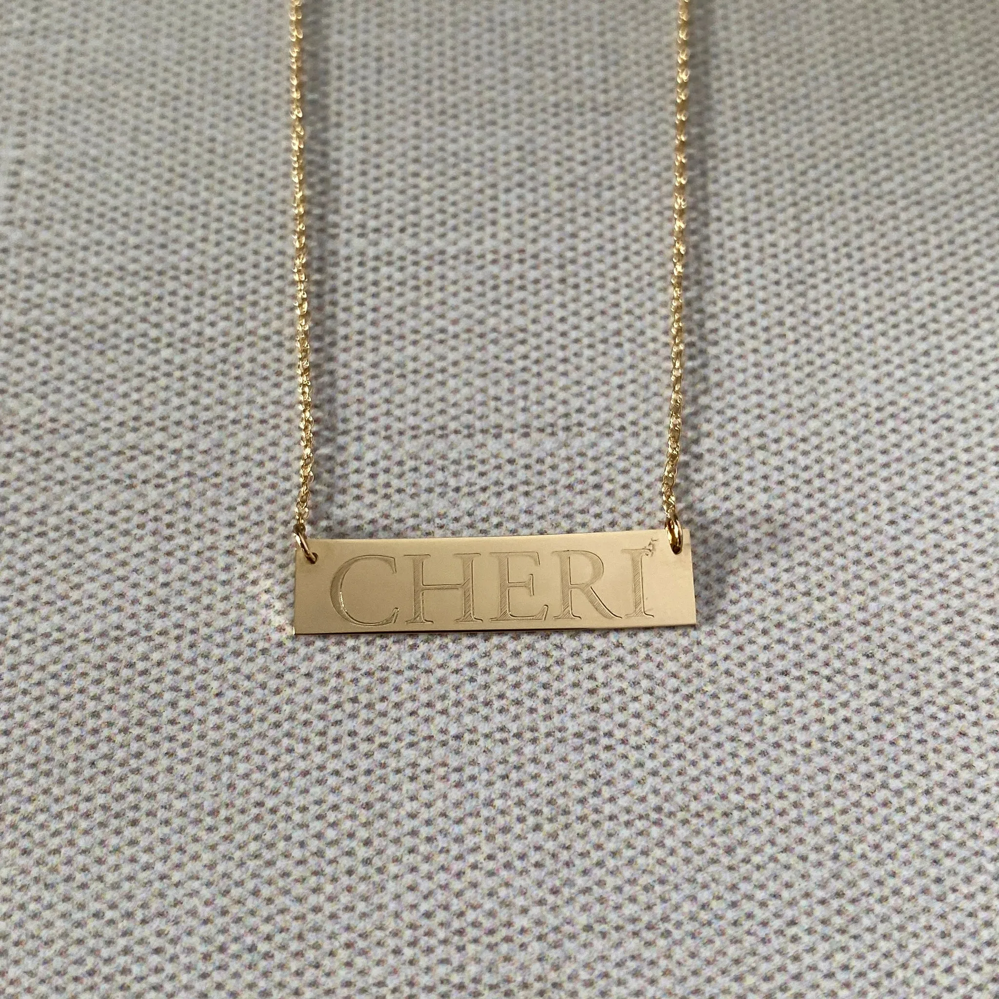 14K Yellow Gold Bar Pendant Necklace