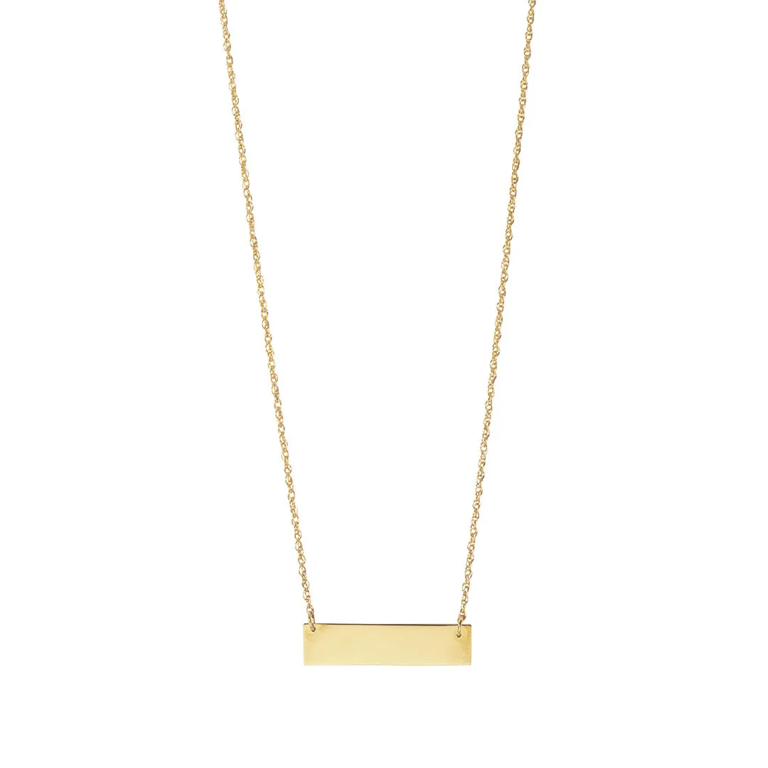 14K Yellow Gold Bar Pendant Necklace