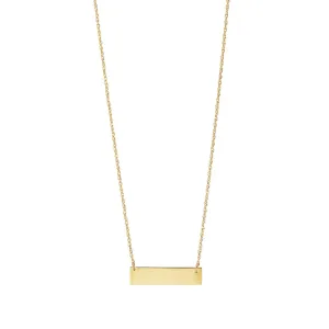 14K Yellow Gold Bar Pendant Necklace
