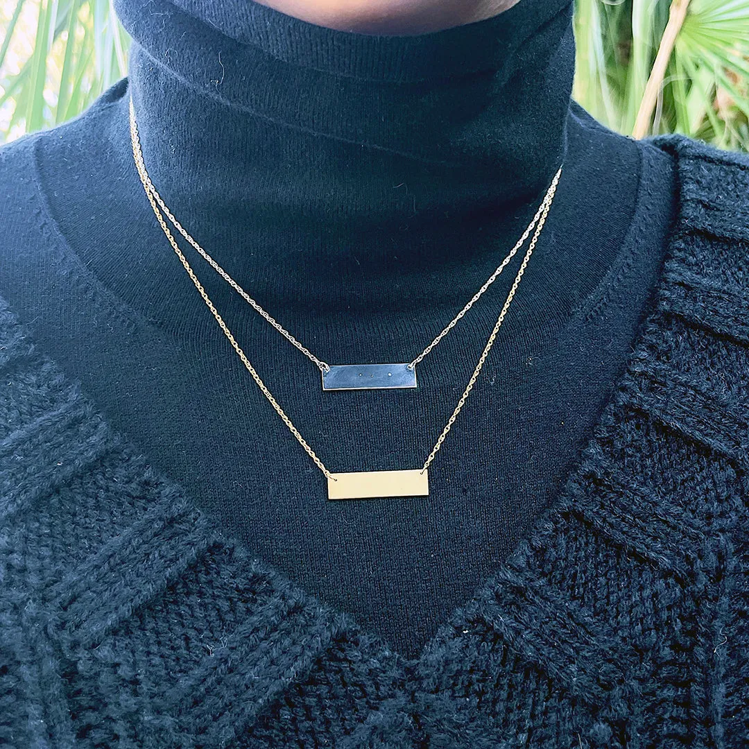14K Yellow Gold Bar Pendant Necklace