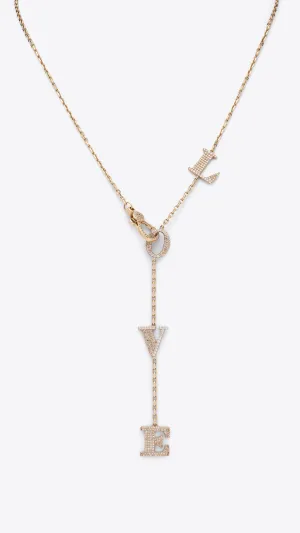 14k Yellow Gold Lariat Love Necklace