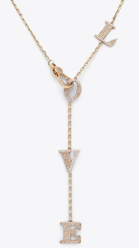 14k Yellow Gold Lariat Love Necklace