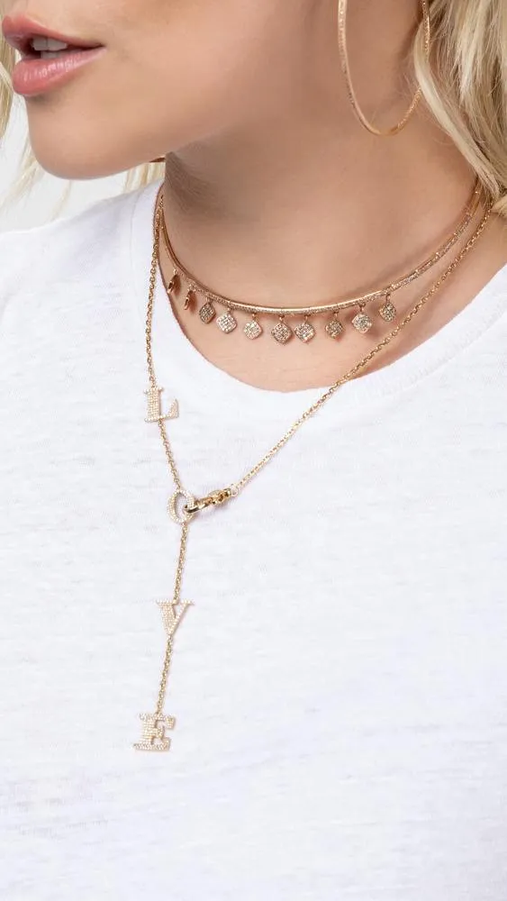 14k Yellow Gold Lariat Love Necklace