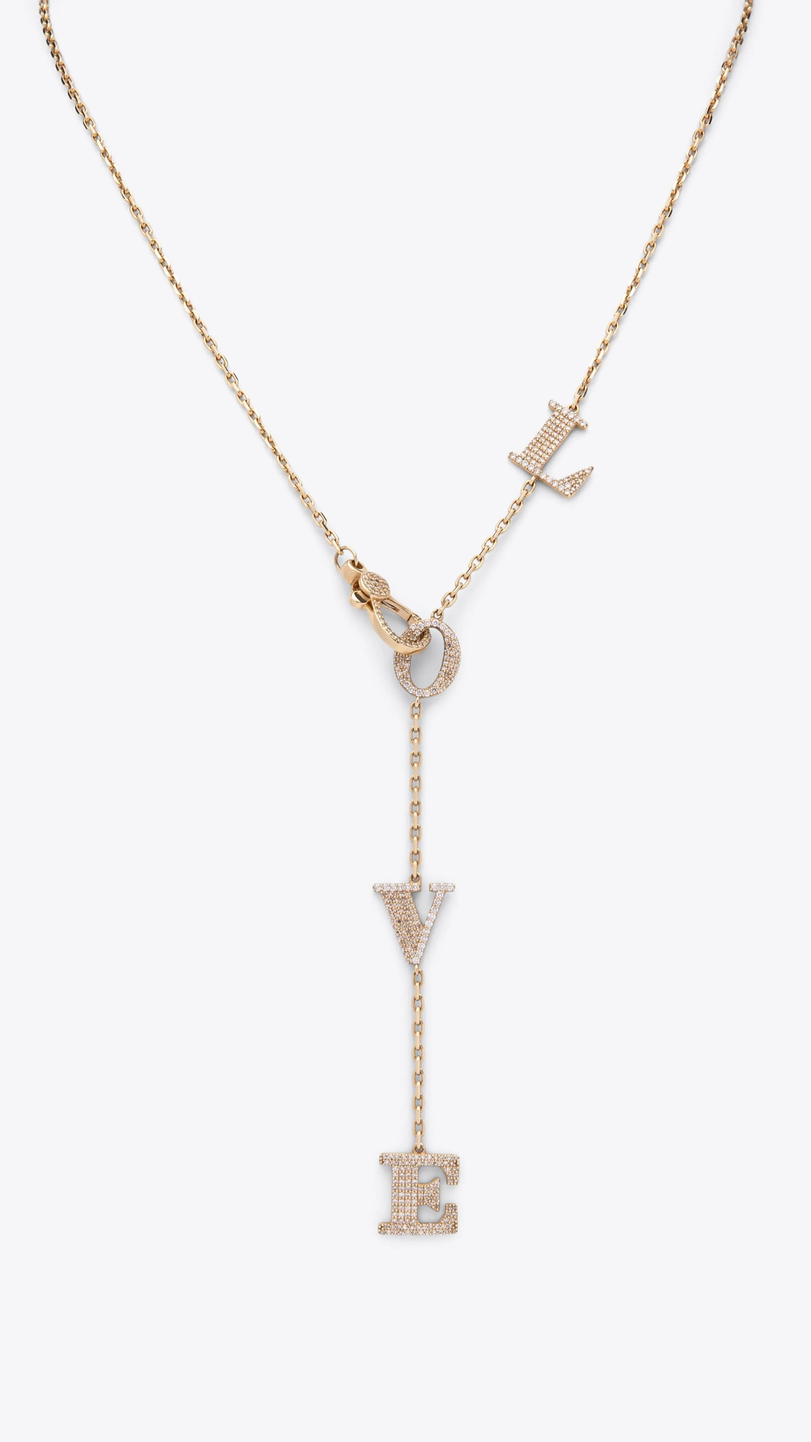 14k Yellow Gold Lariat Love Necklace