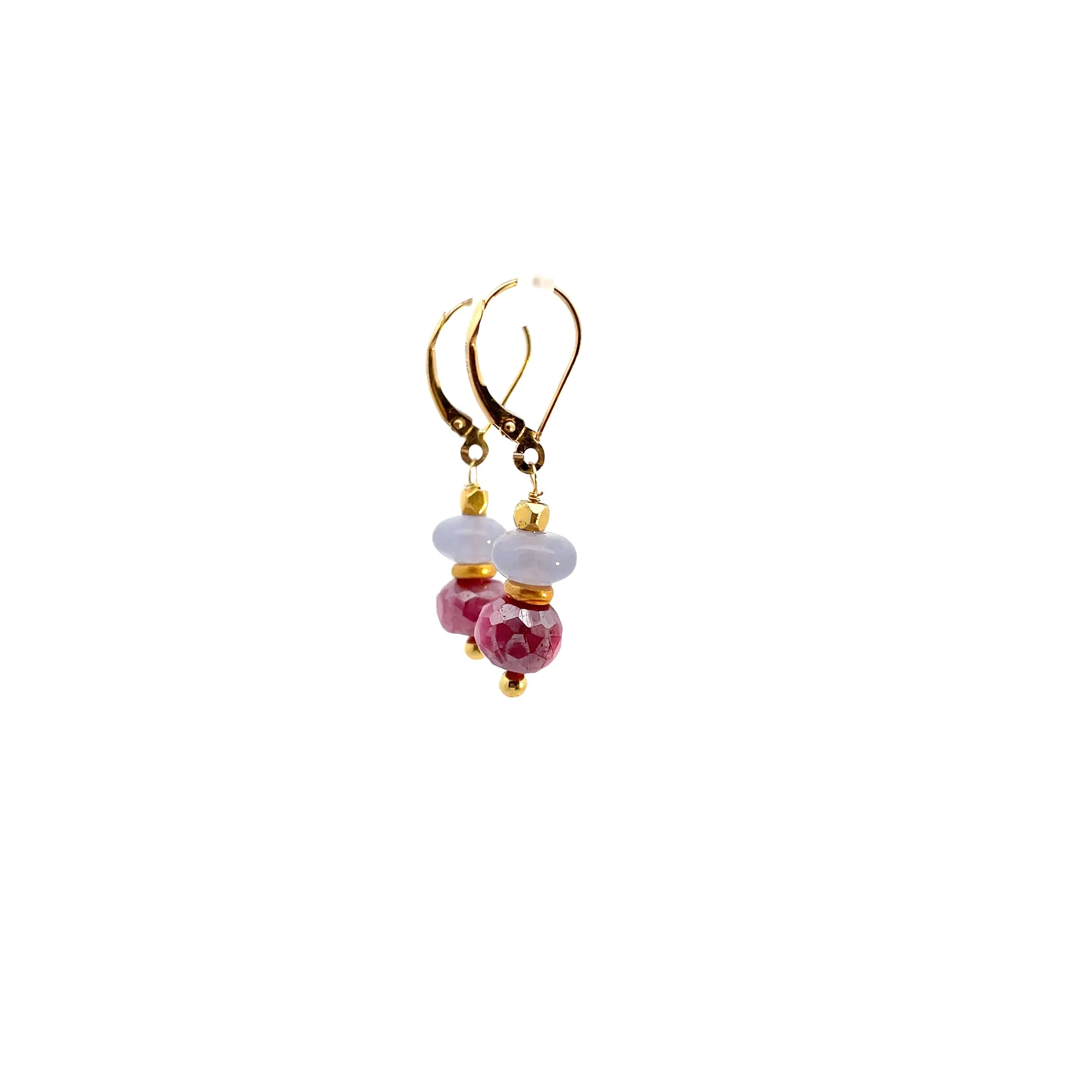 14k/18k Gold blue Chalcedony Pink Mystic Opal drops