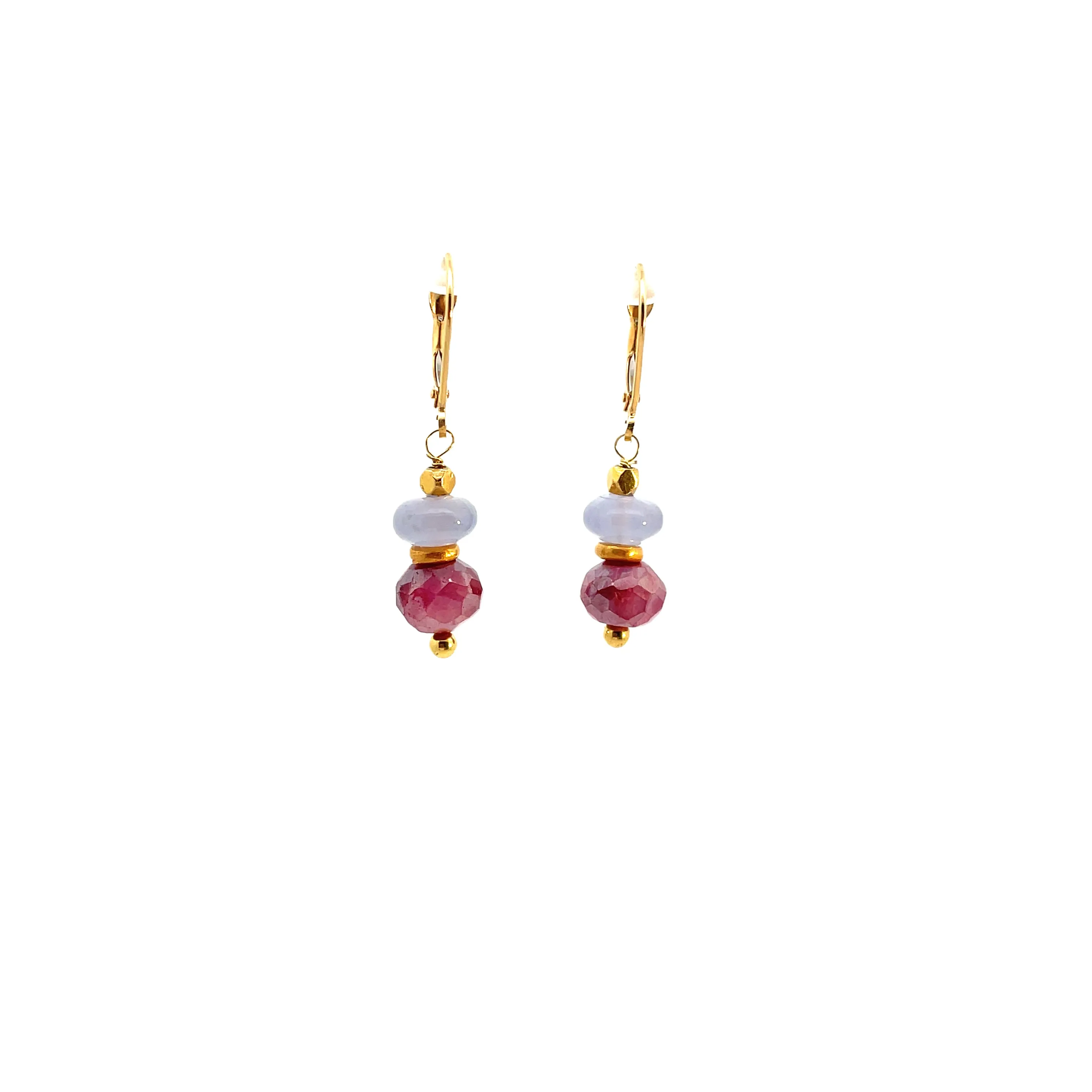 14k/18k Gold blue Chalcedony Pink Mystic Opal drops