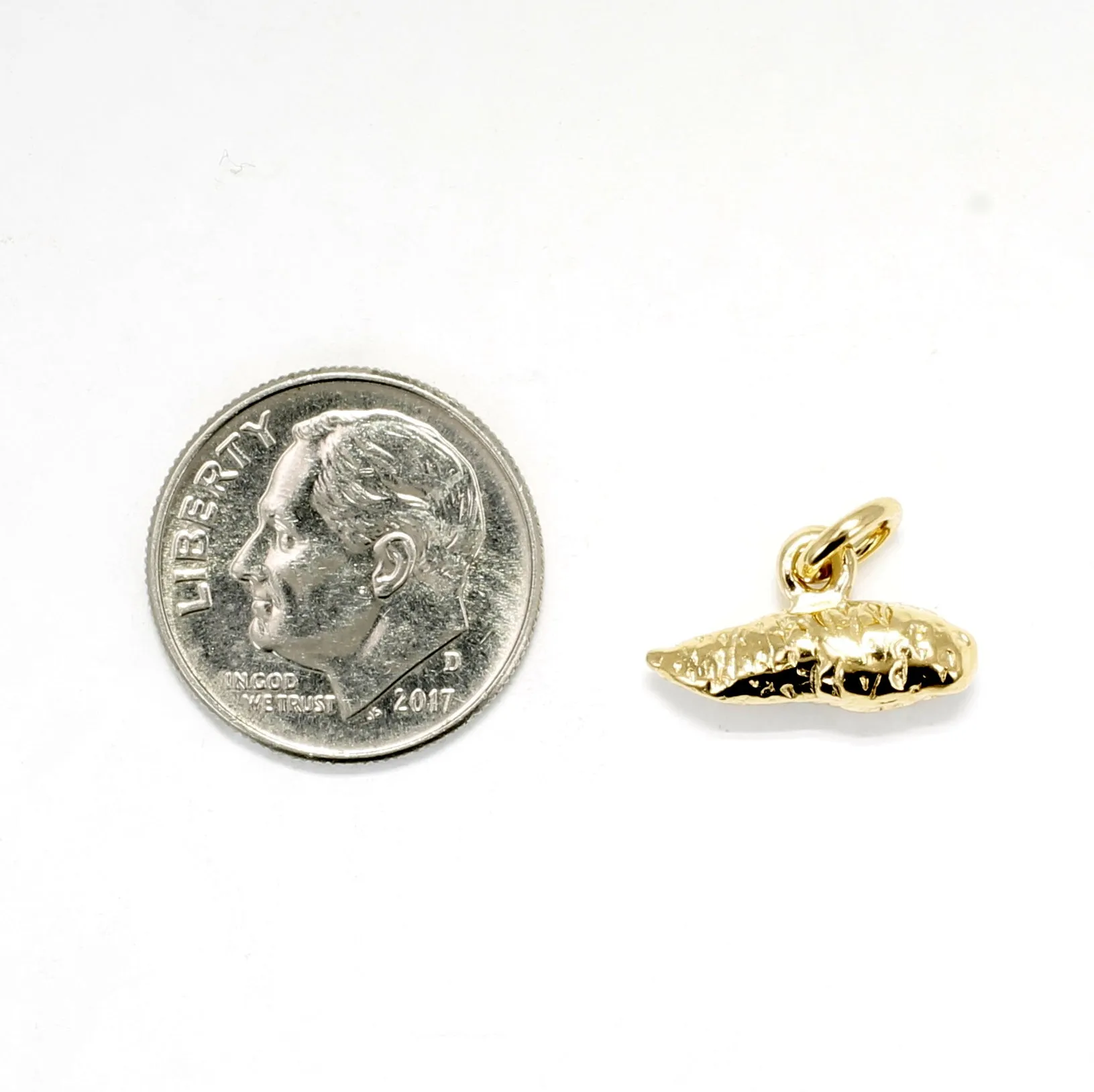 14kt gold vermeil sweet potato charm for her charm bracelet