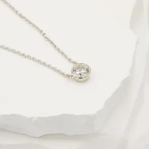 14kw .80ct Floating Bezel Diamond Necklace