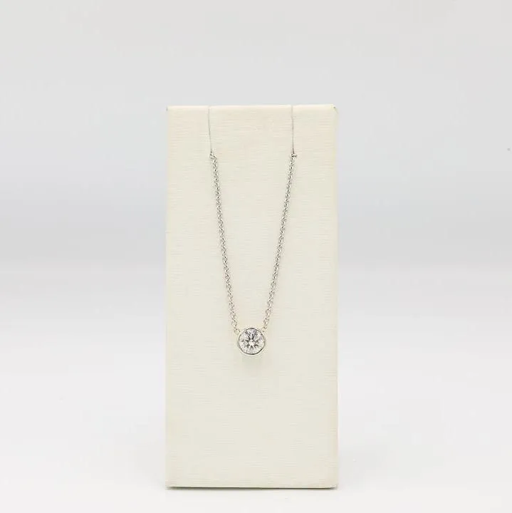 14kw .80ct Floating Bezel Diamond Necklace