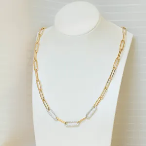 14ky Diamond and Gold Paper Clip Necklace