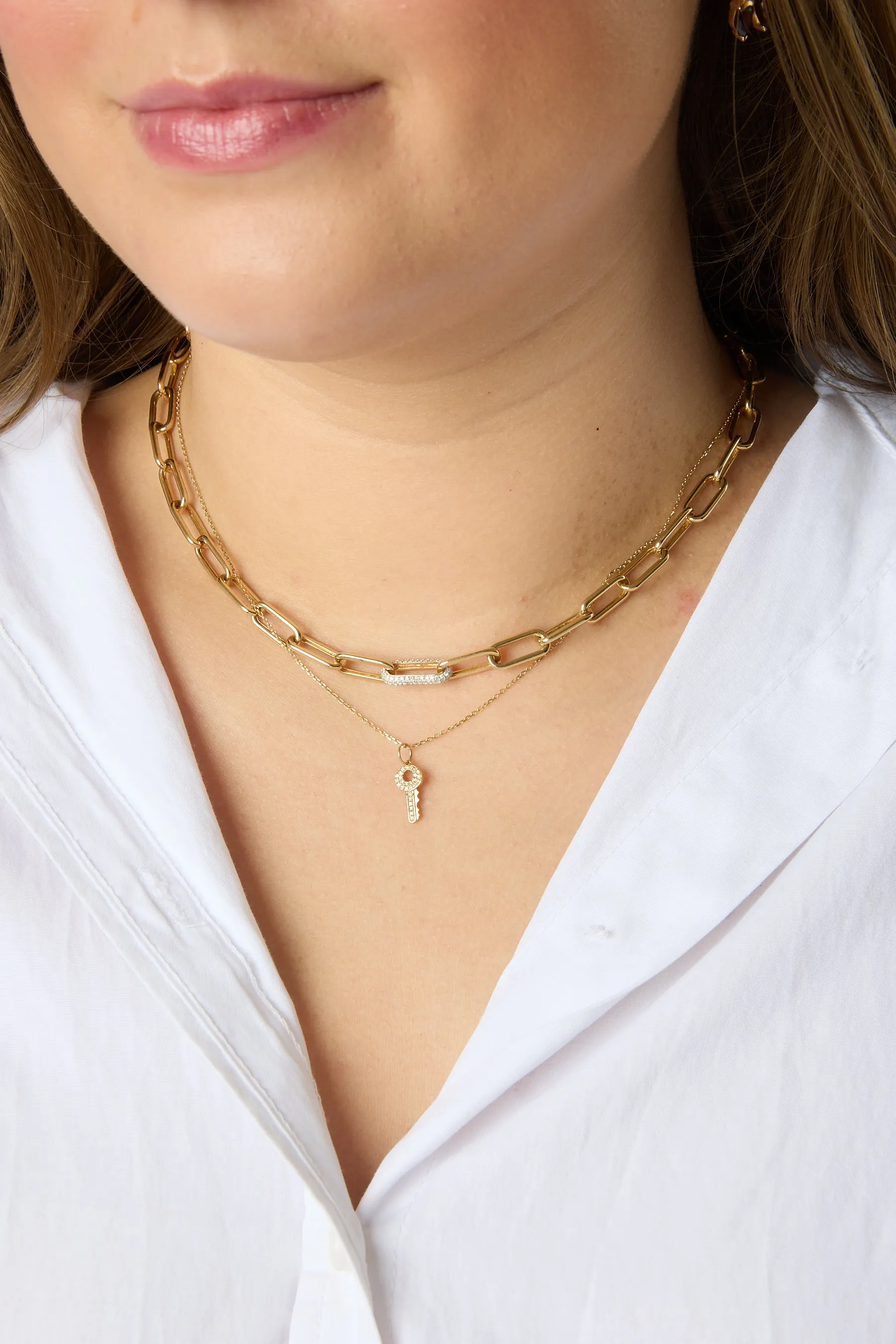 14KY Pave Key Necklace