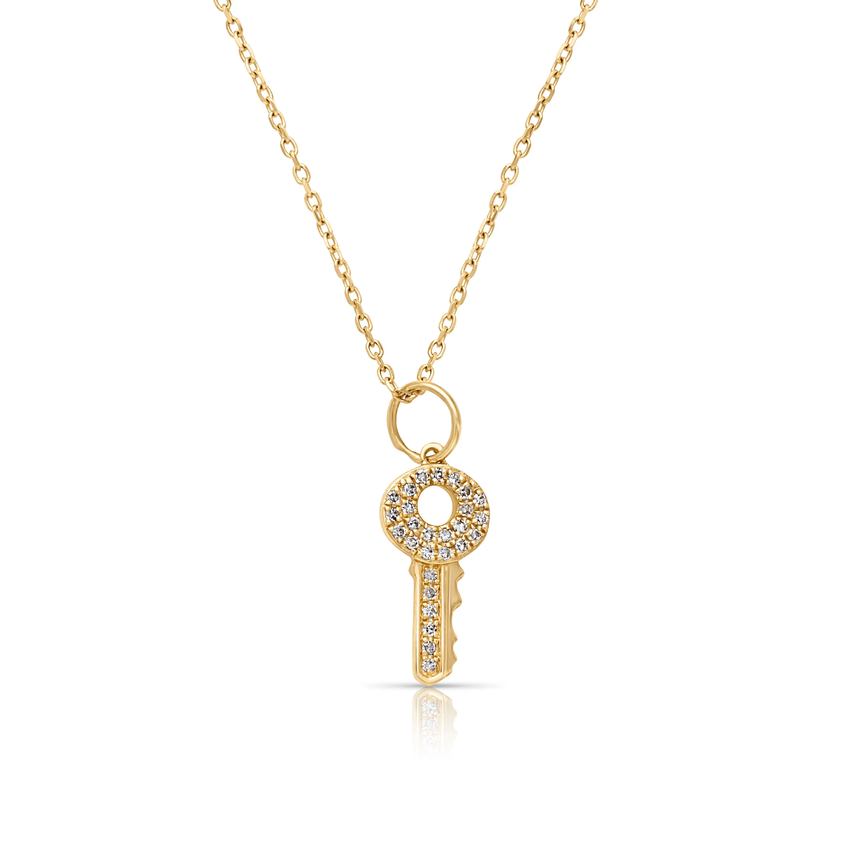 14KY Pave Key Necklace