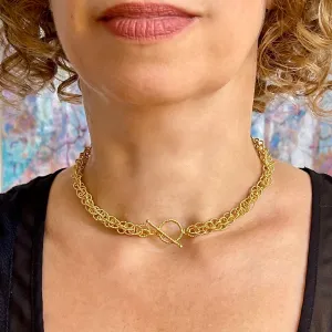 15.25" Handcrafted 24K Gold Vermeil 8mm Spinner Choker with Toggle Clasp