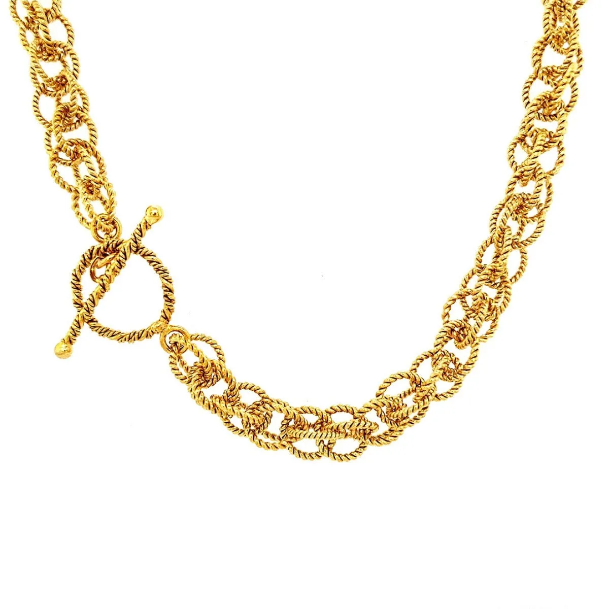 15.25" Handcrafted 24K Gold Vermeil 8mm Spinner Choker with Toggle Clasp